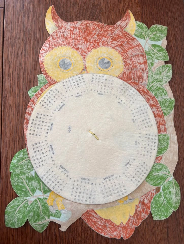 Vintage 1980-1981 Rotating Felt Owl Wall Calendar Folk Art - photo 4