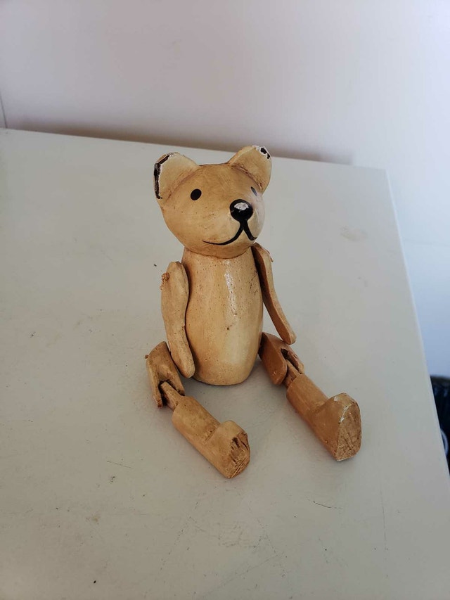 Wooden Teddy Bear Figurine