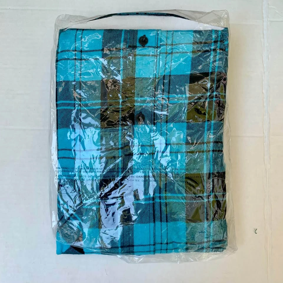 New Old Stock Blue North Men's Plaid Flannel Shirt Teal Black 3X - photo 2