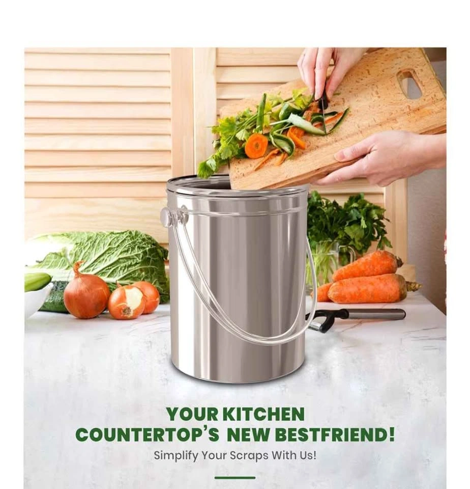 Stainless Steel Kitchen Countertop Compost Bin - photo 2
