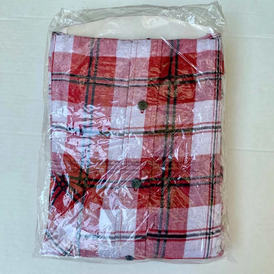 New Old Stock Blue North Men's Plaid Flannel Shirt Red White Bla - photo 2