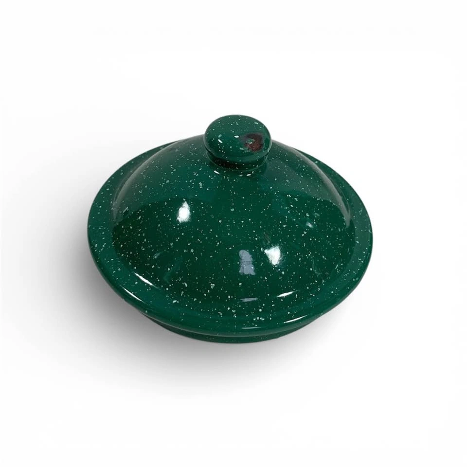 Vintage Enamel Green Speckle Camping Kettle Enamelware Teapot - photo 3