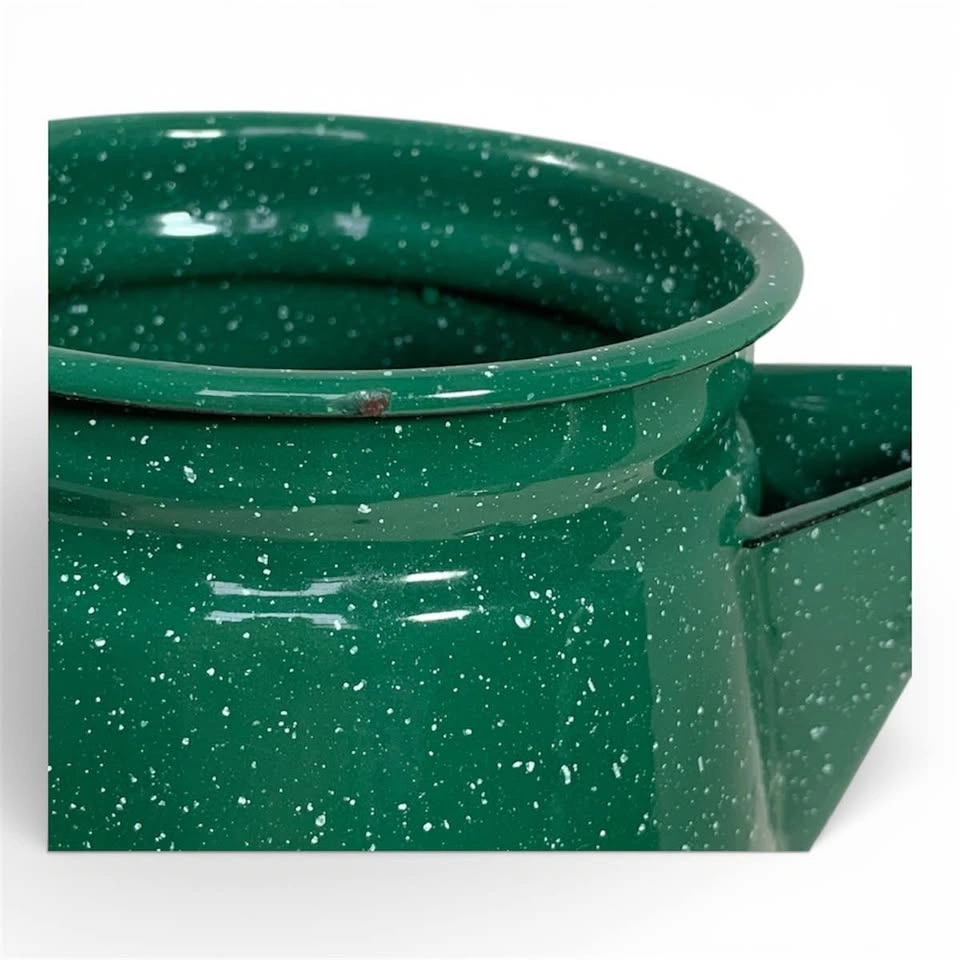 Vintage Enamel Green Speckle Camping Kettle Enamelware Teapot - photo 5