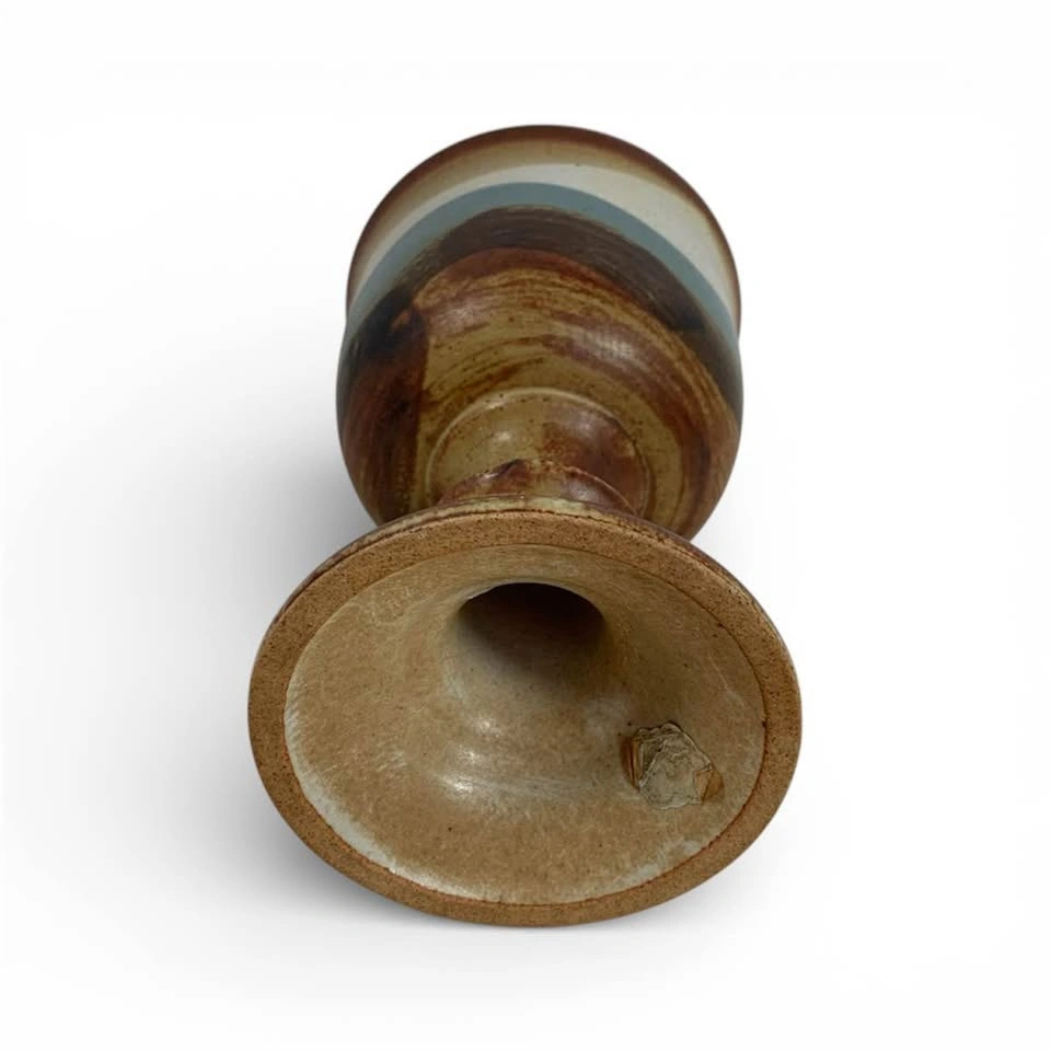 Vintage Otagiri Handmade Pottery Wine Goblet Natural Blue Brown - photo 3