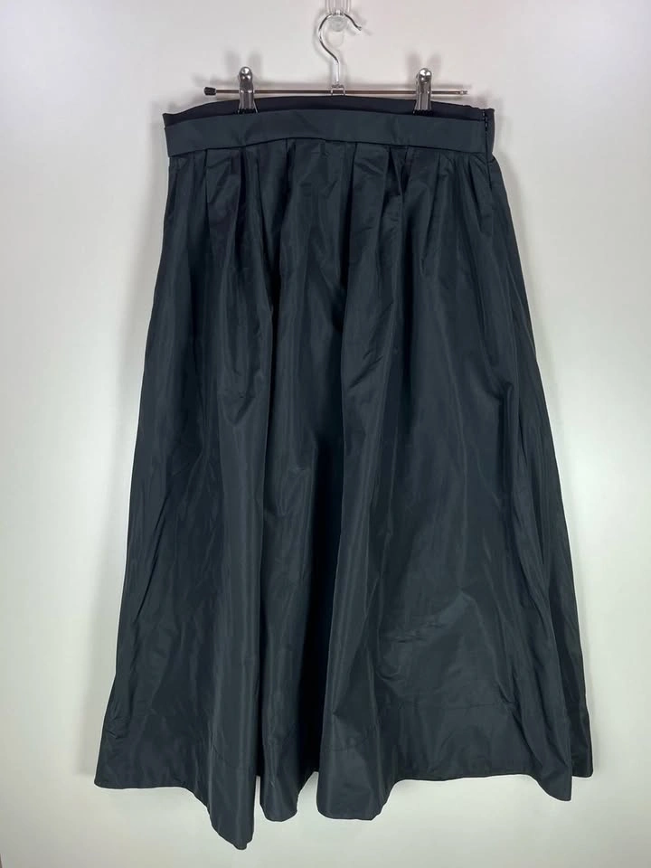 NWT Maje Juralu Black Full A-Line Pleated Midi Skirt Size 40 - photo 2