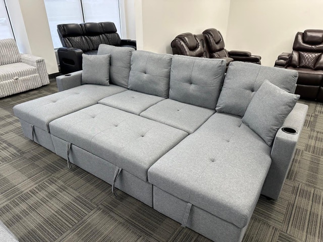 Friday Sale Pull Out Sofa Bed U Shape Sleep Large Sofabed Storge