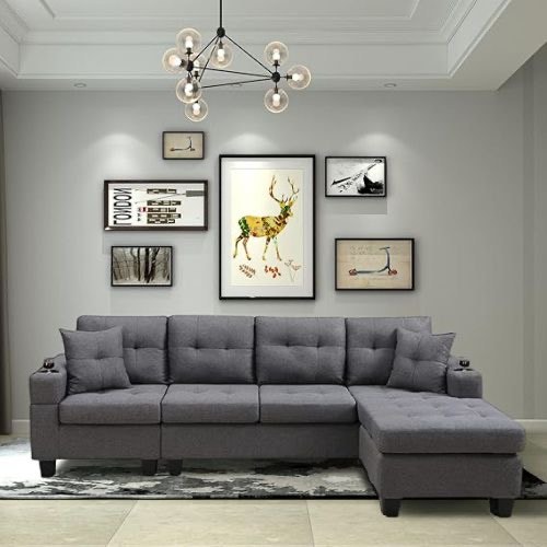 Amazing Deal Comfortable L-Shape Sofa Soft Cushions Sectional