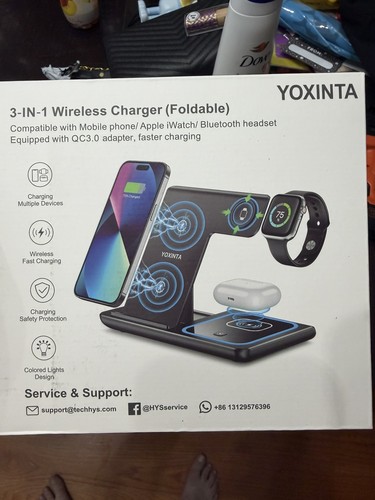 Yoxinta 3-In-1 Wireless iPhone Fast Charger Foldable New