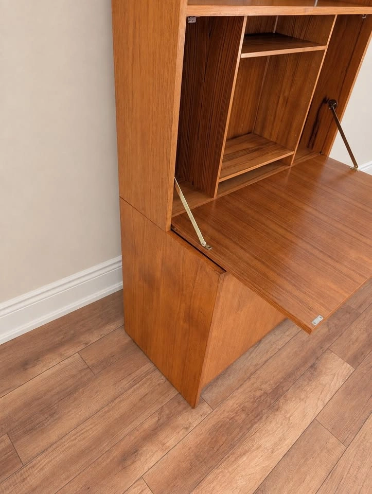 Vintage MCM Teak Secretary Desk & Bar Wall Unit - photo 5