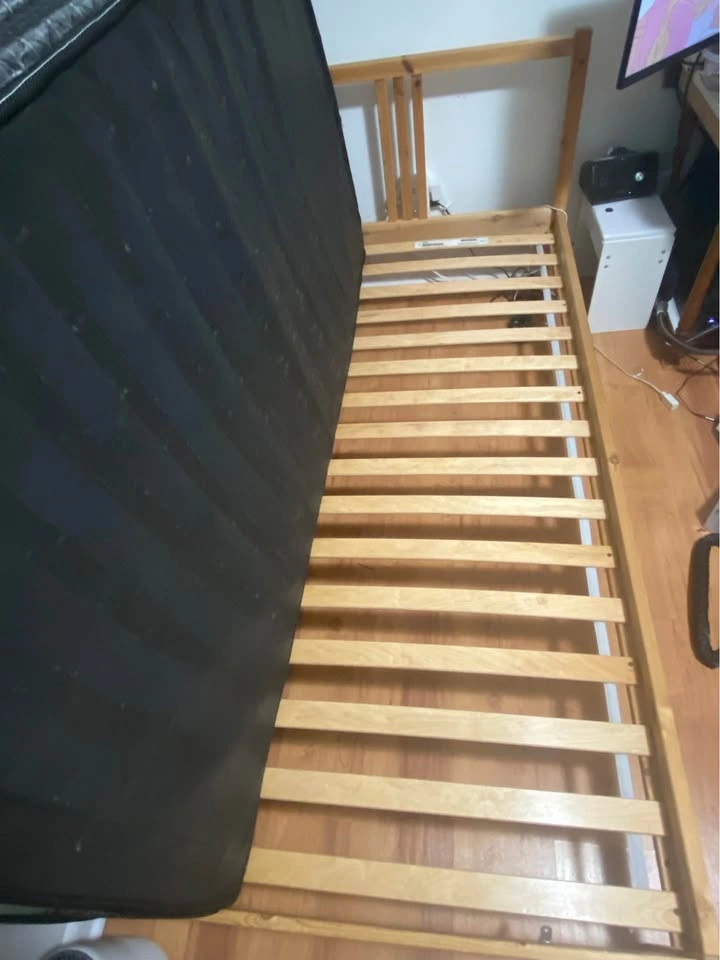 IKEA NEIDEN Twin Bed Frame with Mattress and Bedding - photo 3