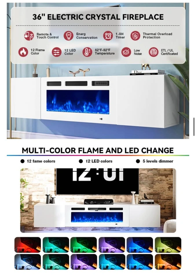 White Electric Fireplace TV Stand - photo 3