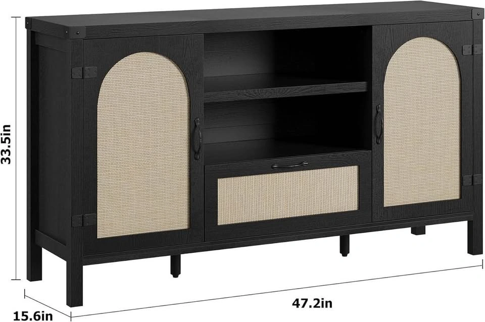 Brand new in box- Black buffet cabinet with rattan doors - photo 4