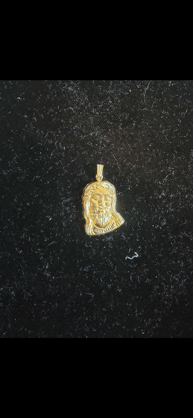 14K Two-Tone Gold Jesus Head Pendant