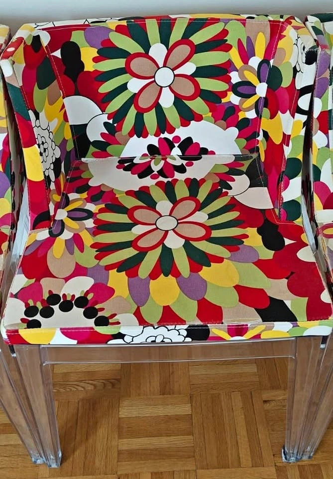 Set of 2 Flower Printed Upholstered Dining Chairs