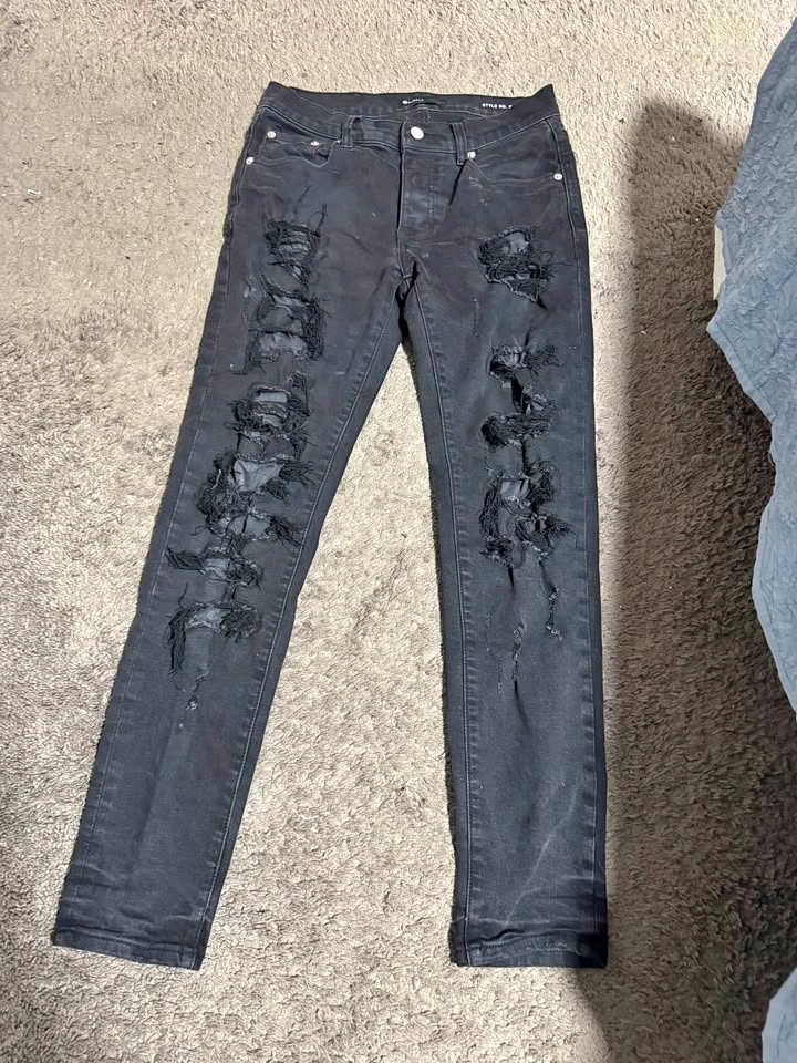 Purple Brand P001 Black Distressed Jeans