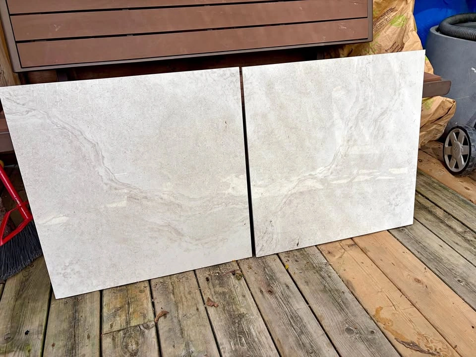 Pair of large marble tiles