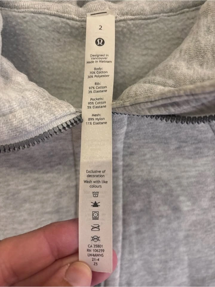 Lululemon Women’s Size 2 Heather Grey Full Zip Hoodie Jacket - photo 5