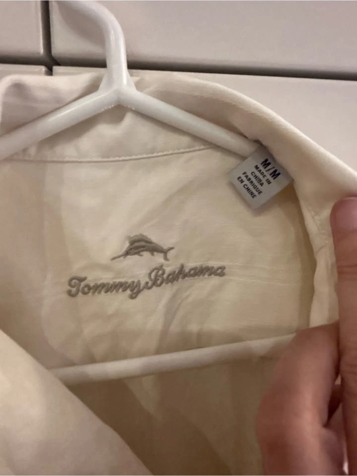 Tommy Bahama Men’s Medium 100% Silk Camp Shirt Ivory Cream - photo 2
