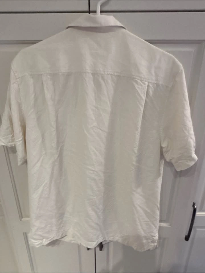 Tommy Bahama Men’s Medium 100% Silk Camp Shirt Ivory Cream - photo 3