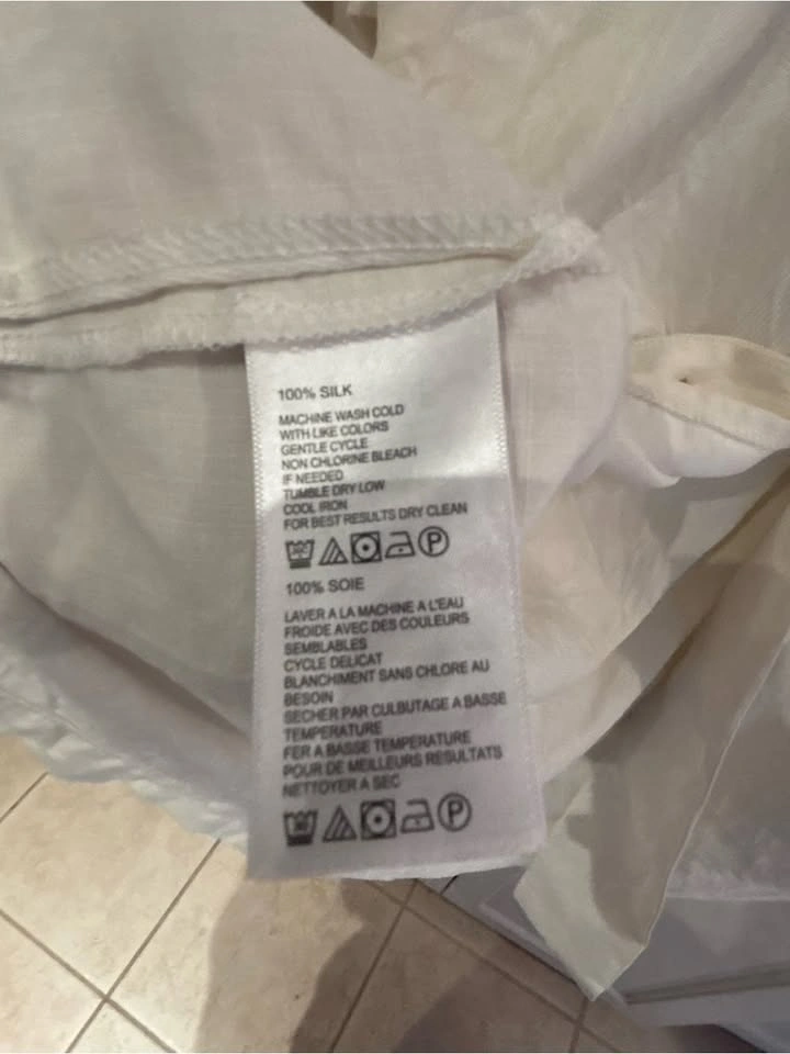 Tommy Bahama Men’s Medium 100% Silk Camp Shirt Ivory Cream - photo 4