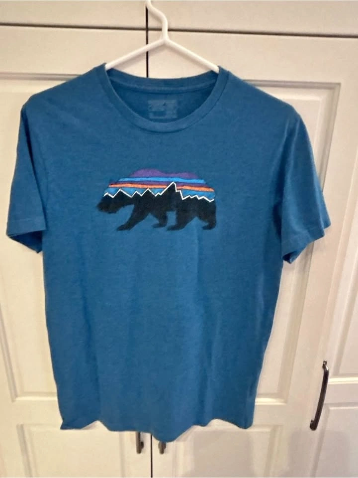Patagonia Fitz Roy Bear Graphic T-Shirt Men’s Medium Blue