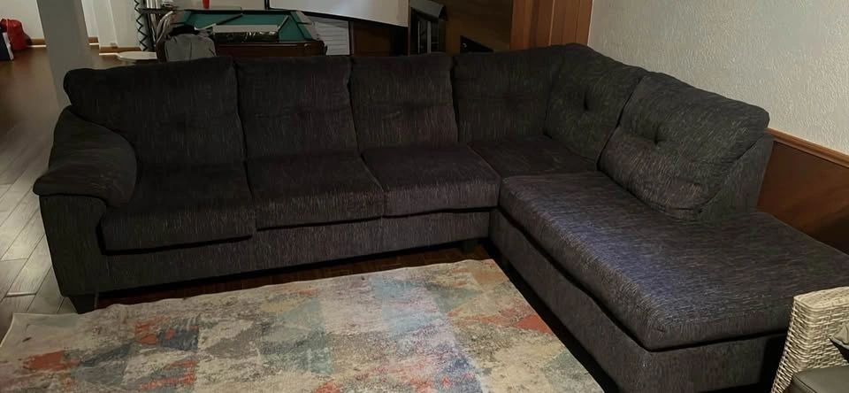 Dark Grey L-Shaped Sectional Sofa - photo 2