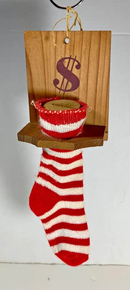 Red and White Striped Christmas Stocking Bank