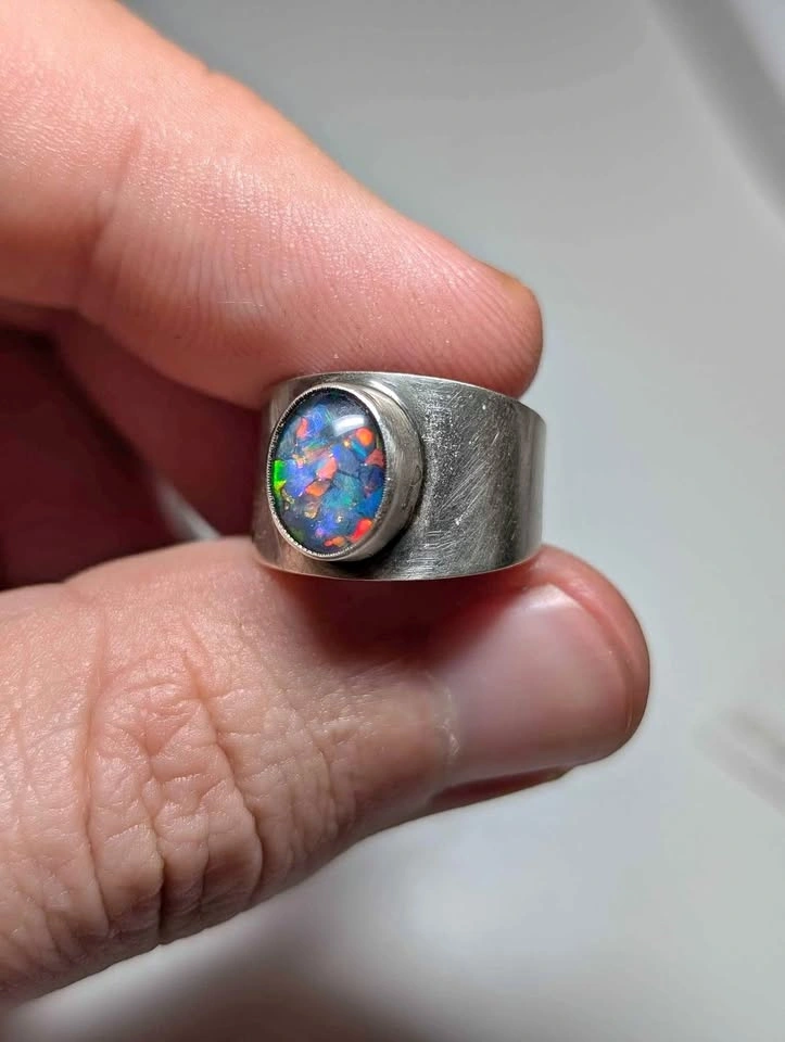 opal triplet sterling silver ring
