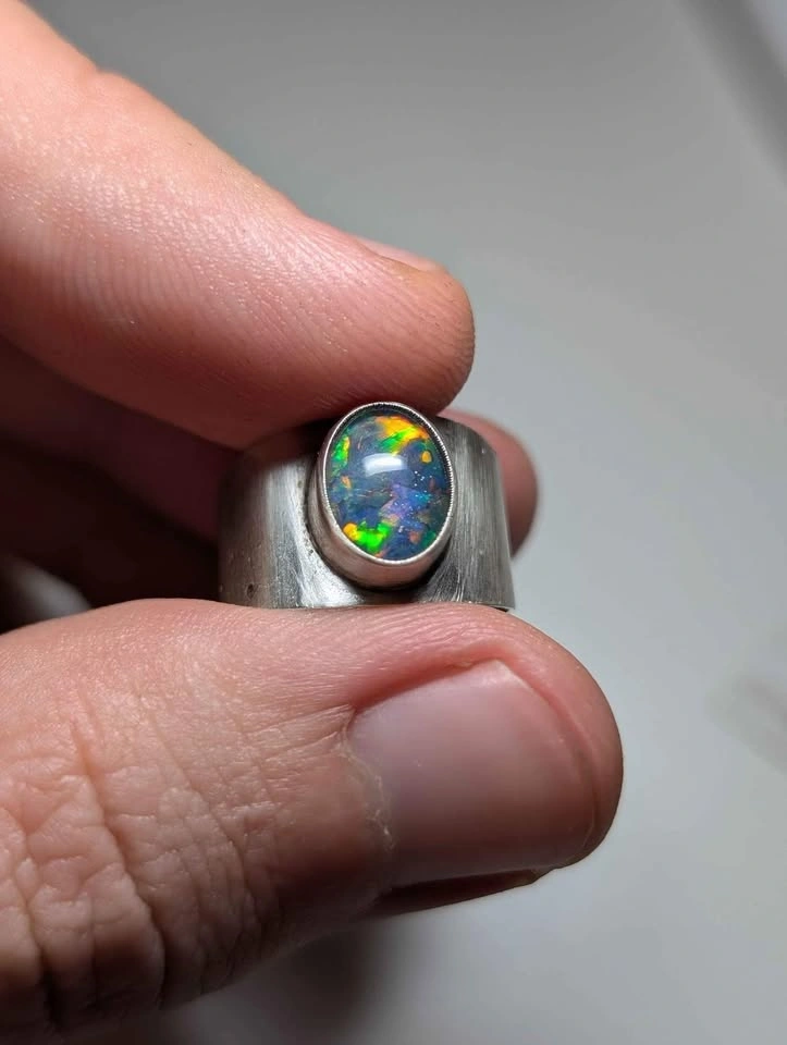 opal triplet sterling silver ring - photo 2
