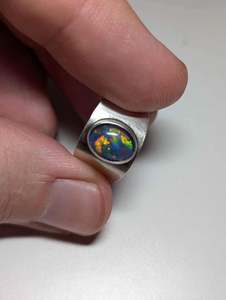 opal triplet sterling silver ring - photo 3
