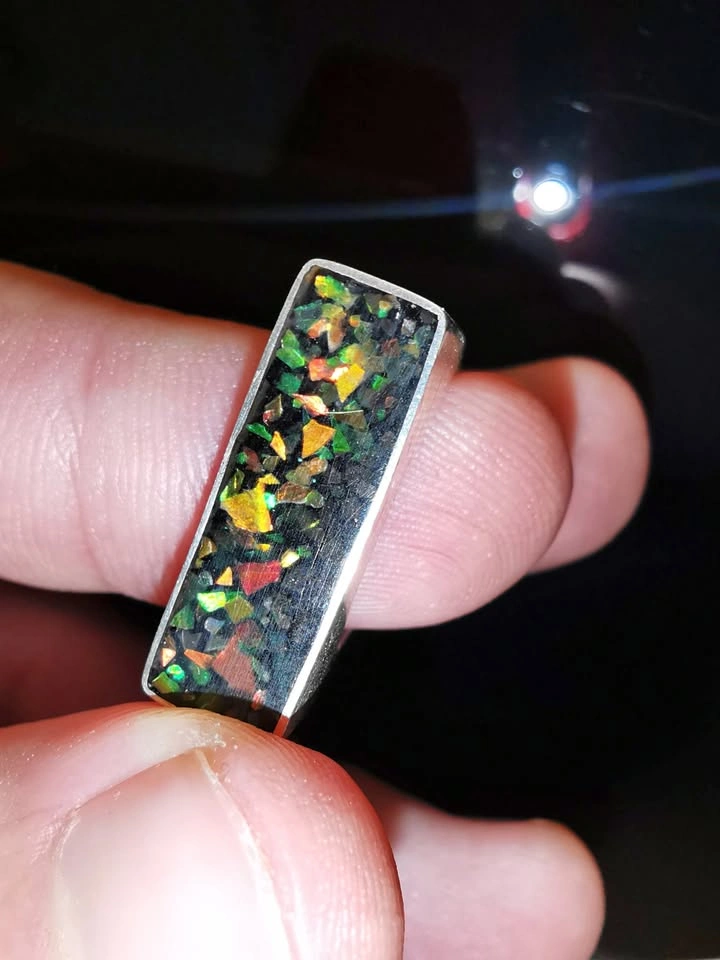 Ammolite shale signet 950 silver custom made
