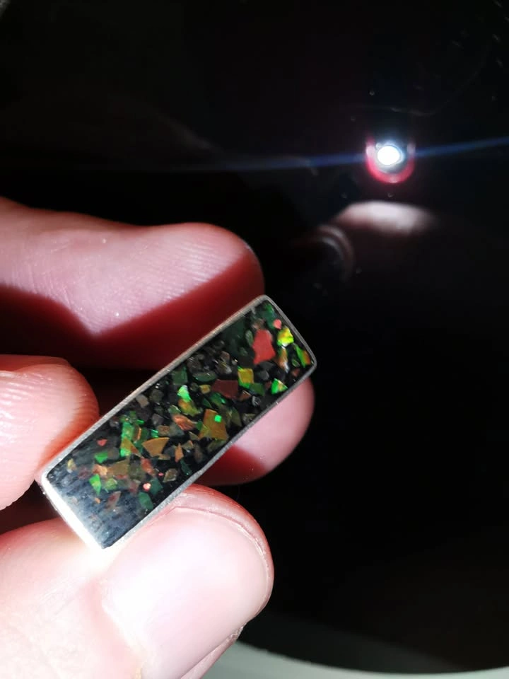 Ammolite shale signet 950 silver custom made - photo 3