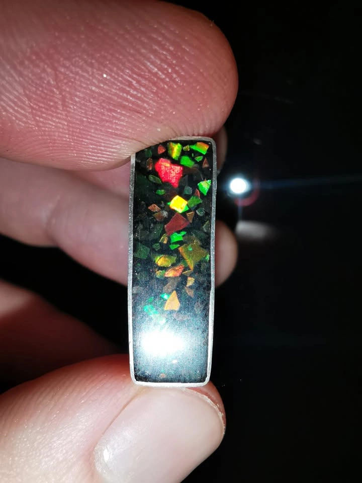 Ammolite shale signet 950 silver custom made - photo 4