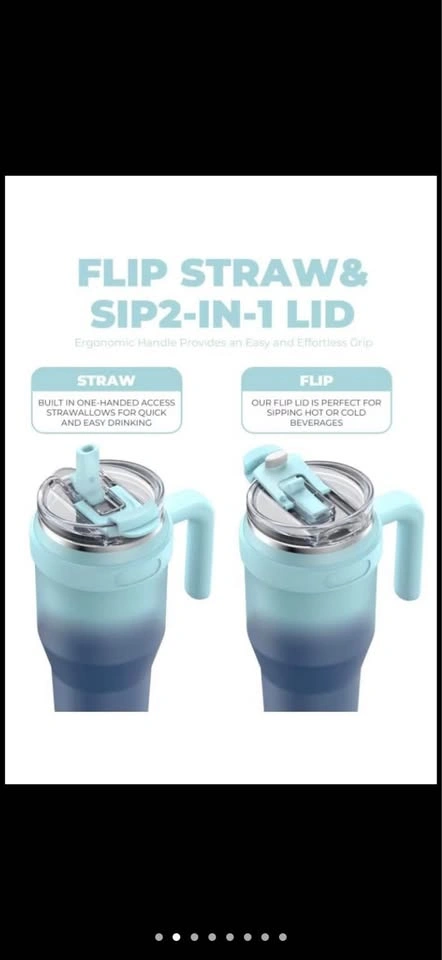 40 oz Tumbler with Handle, Straw/Sip Lid, Leakproof - photo 5
