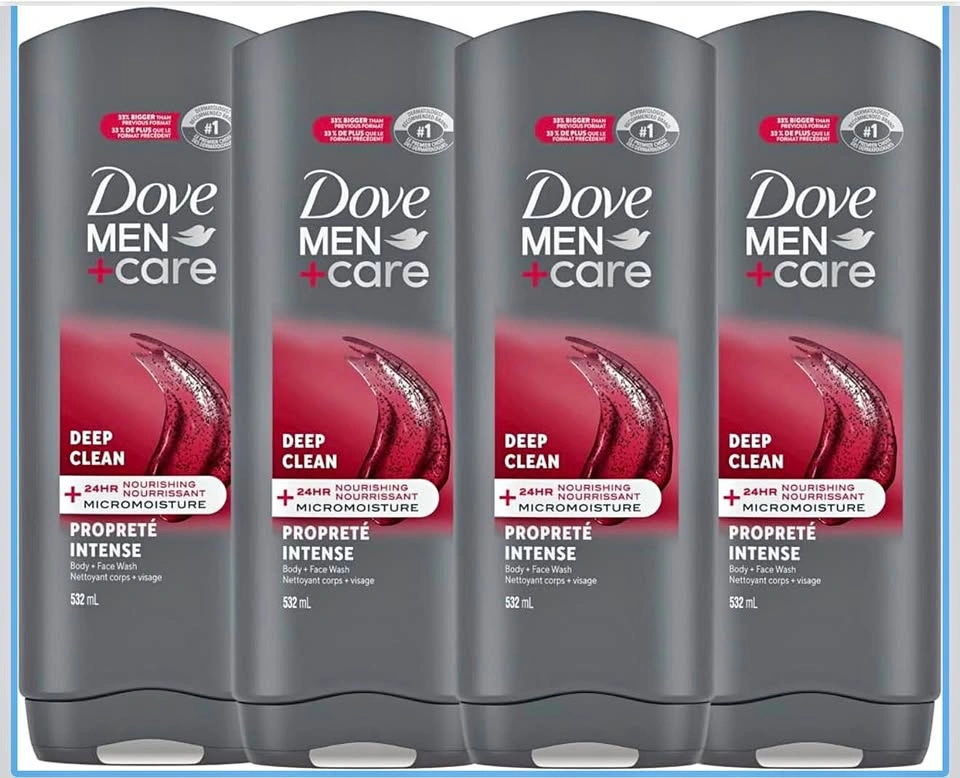 Dove Men+Care Exfoliating Deep Clean Body & Face Wash (4-Pack)