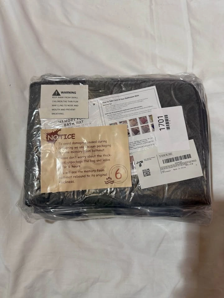 Bathroom Rugs Mat Set, Memory Foam Bath Mat 3 Piece Dark Grey - photo 2
