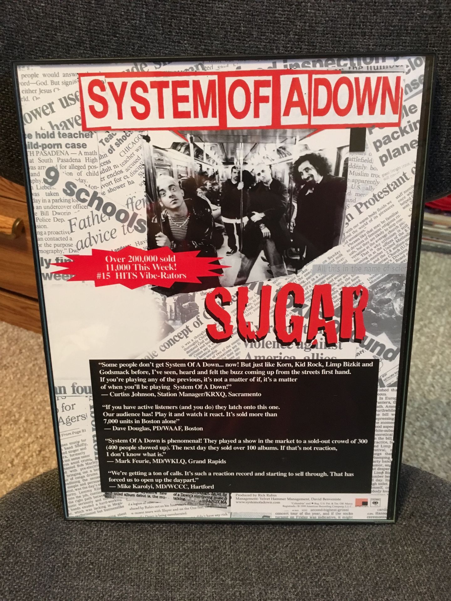 System Of A Down - Sugar Trade Ad RARE Poster Serj
