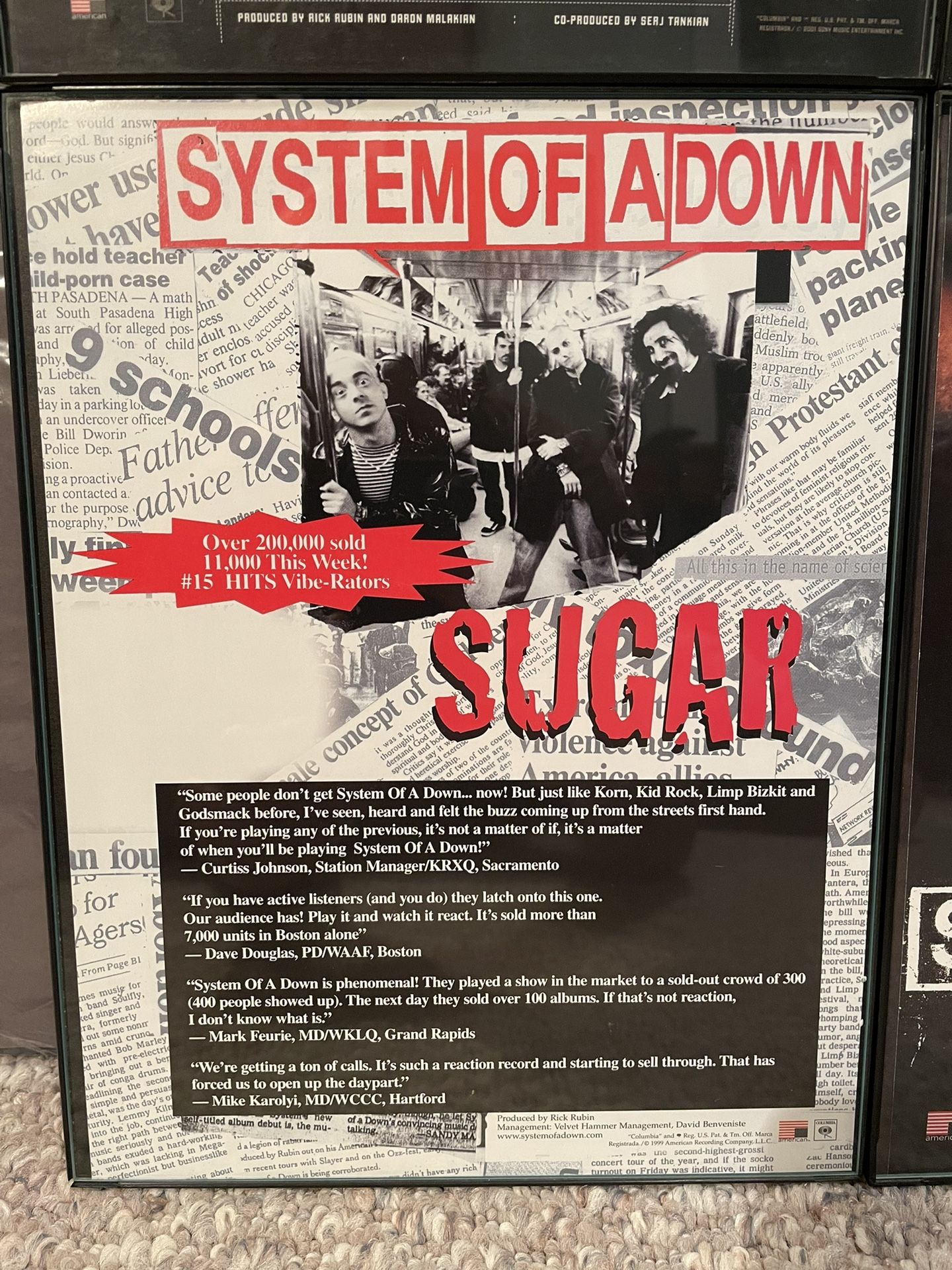 System Of A Down - Sugar Trade Ad RARE Poster Serj - photo 3