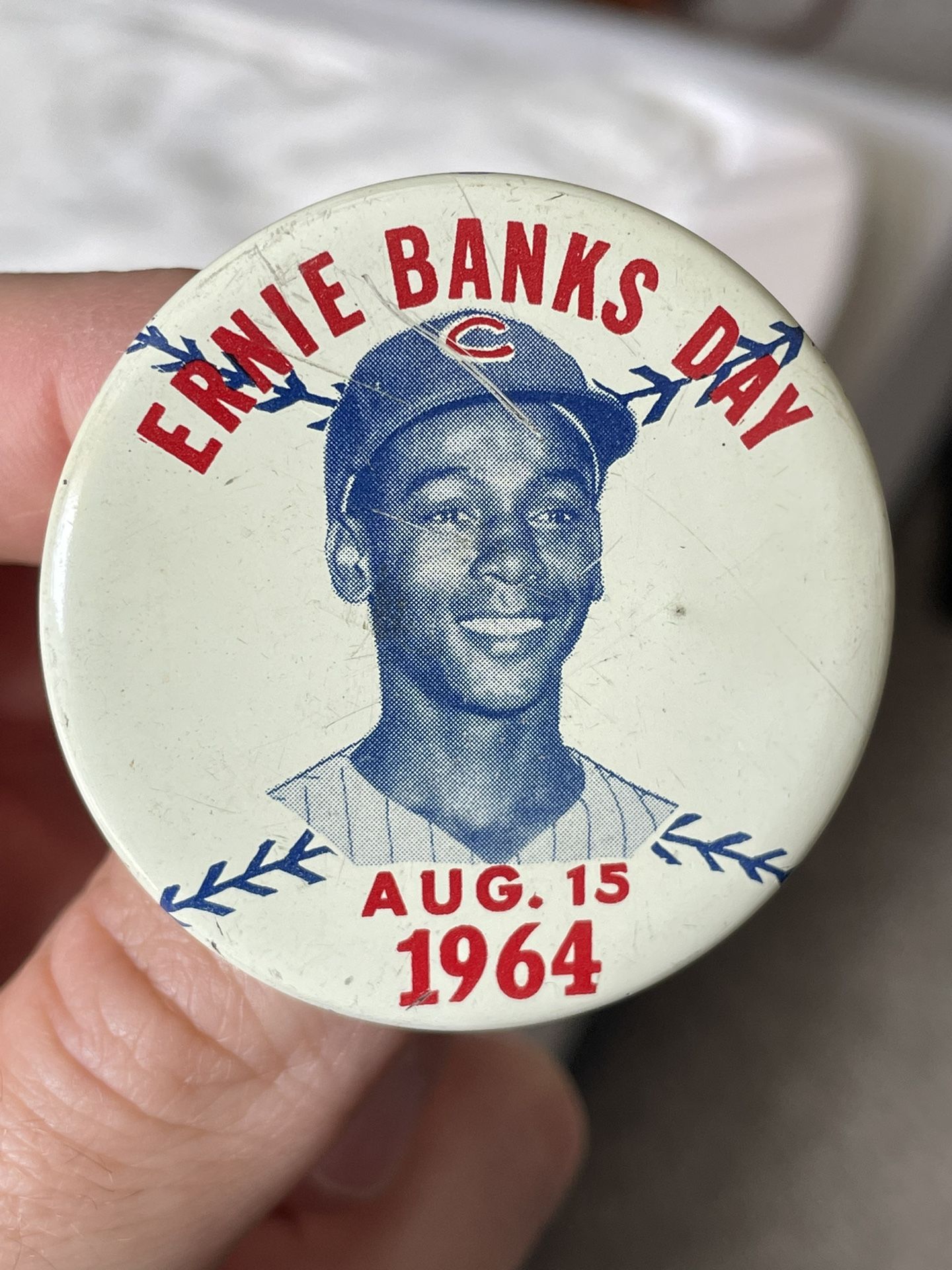 Vintage Ernie Banks Day Button/Pin Chicago Cubs Wrigley - photo 3