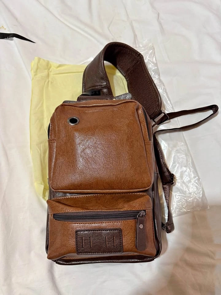 Backpack Vintage PU Leather Sling, Crossbody Bag, Adjustable