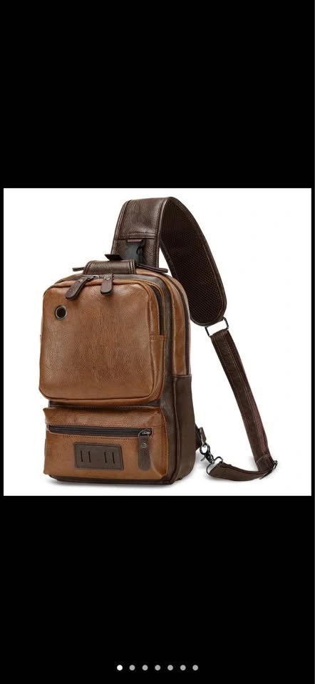Backpack Vintage PU Leather Sling, Crossbody Bag, Adjustable - photo 2