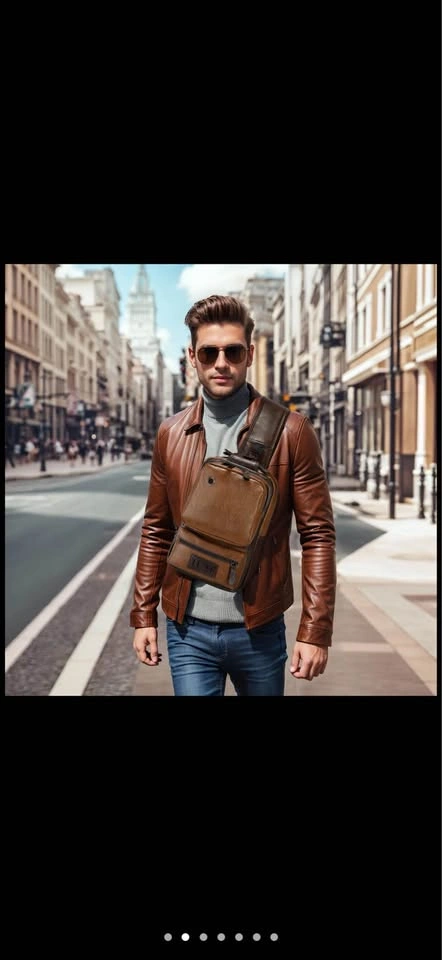 Backpack Vintage PU Leather Sling, Crossbody Bag, Adjustable - photo 3