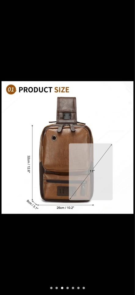 Backpack Vintage PU Leather Sling, Crossbody Bag, Adjustable - photo 4
