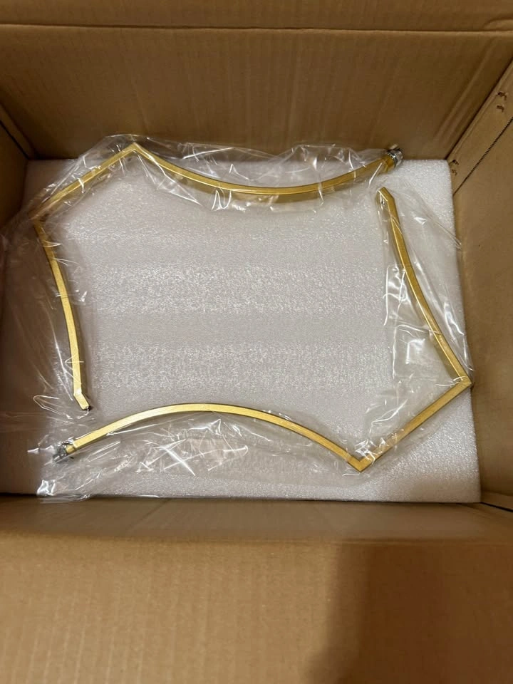 6-Light Gold Crystal Chandelier with Round Metal Shade - photo 3