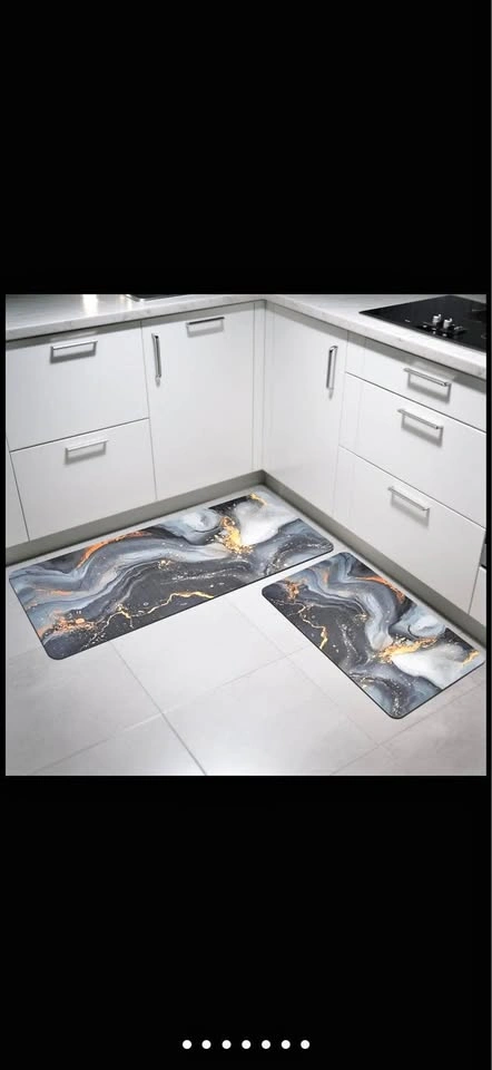 IEMIEBSHA Marble Kitchen Mats 2-Piece Set - New