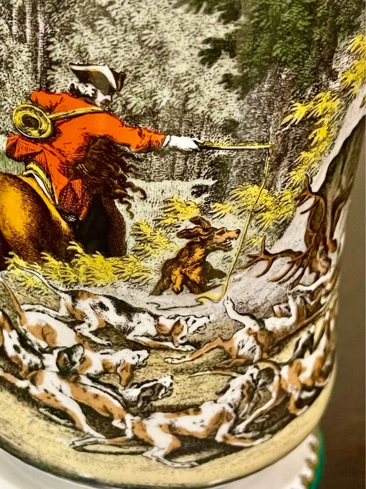 Vintage German Lidded Beer Stein with traditional Hunting Scene - photo 5