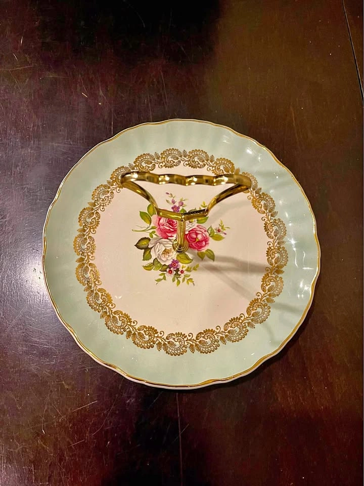 Vintage Floral Single Tier Cake Stand James Kent Old Foley