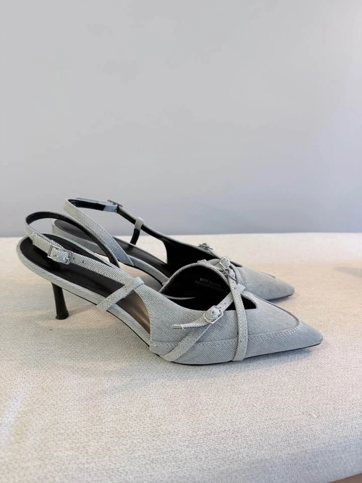 Joe Fresh Denim Slingback Heels – Size 7 - photo 3