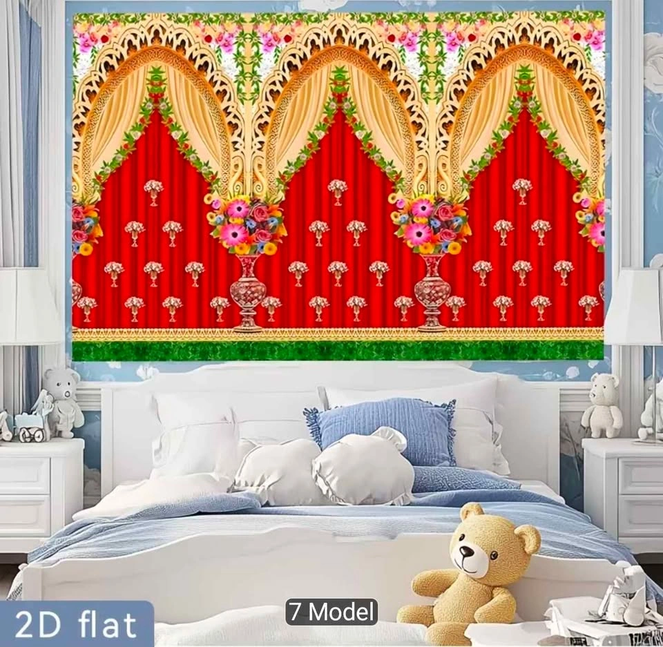 2D Flat Indian Festival Banner Traditional Flower Backdrop - photo 3