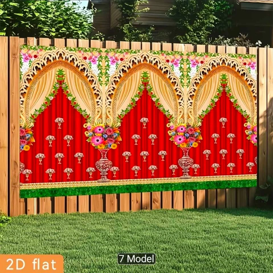 2D Flat Indian Festival Banner Traditional Flower Backdrop - photo 4